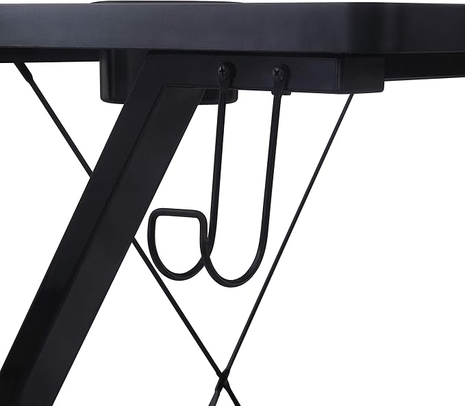 OSP Home Furnishings Checkpoint Ghost Battlestation Gaming Desk with RGB LED Lights, Black - LeafyLoom