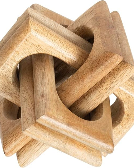 Wood Knot Decor Entry Table Boho Shelf Decor 6 Link Interlock Coffee Table Decor for Living Room and Modern Farmhouse Hand Crafted Natural Mango Wood Console Table Decor (Natural) - LeafyLoom