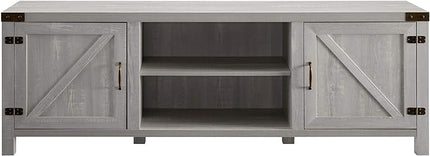 Walker Edison Georgetown Modern Farmhouse Double Barn Door TV Stand for TVs up to 80 Inches, 70 Inch, Stone Grey - LeafyLoom