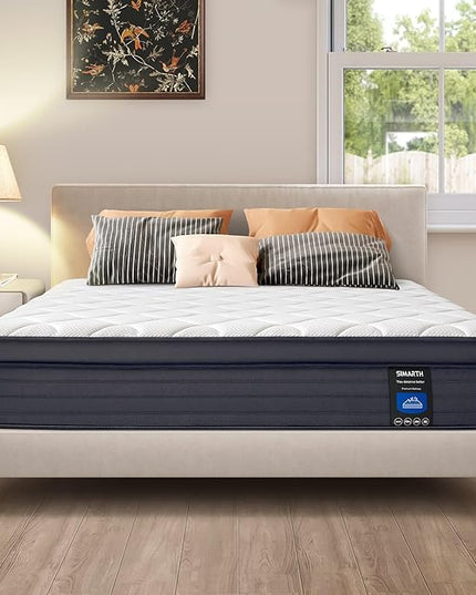 Queen Size Mattresses - Upgrade Strengthen 12 Inch Hybrid Queen Mattress in a Box, Memory Foam Queen Matress with Motion Isolation and Pressure Relief, Strong Edge Support and Pocket Springs - LeafyLoom