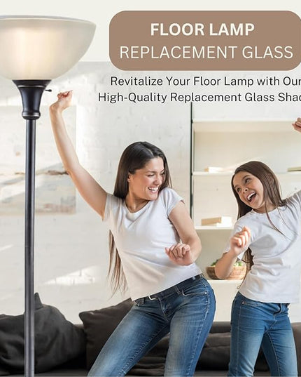 LIGHTACCENTS Glass Lamp Shade Replacement for Floor Lamp Frosted Glass - Lamp Shade for Floor Lamps - Glass Lamp Shade - Floor Lamp Shade Replacement -Replacement Glass For Floor Lamps White - LeafyLoom