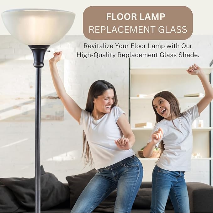 LIGHTACCENTS Glass Lamp Shade Replacement for Floor Lamp Frosted Glass - Lamp Shade for Floor Lamps - Glass Lamp Shade - Floor Lamp Shade Replacement -Replacement Glass For Floor Lamps White - LeafyLoom