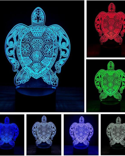 3D Optical Illusion LED Night Light ,Acrylic Boy Girl Kids Baby Sleep Desk Lamp Touch Control 7 Color Change USB Powered for Home Decorations or Holiday Gifts (Sea Turtle) - LeafyLoom