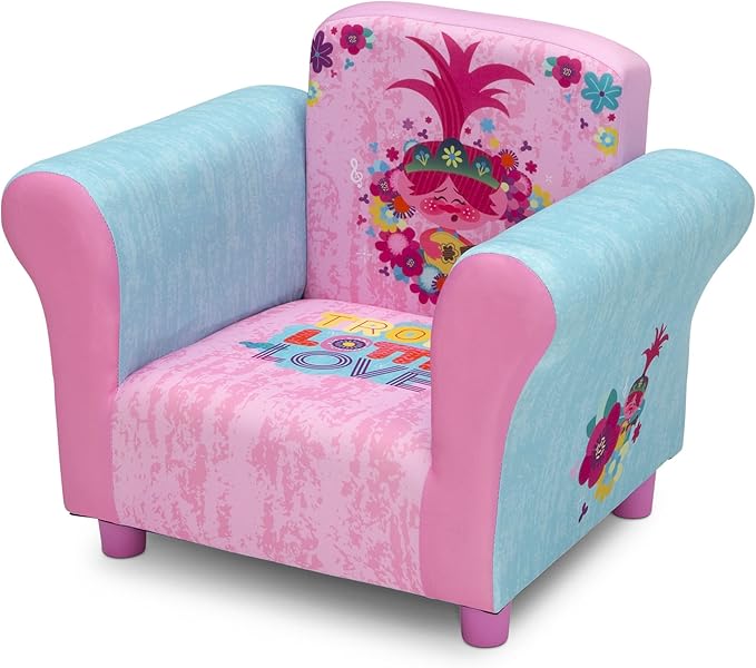 Delta Children Kids Character Upholstered Chair, Trolls World Tour - LeafyLoom