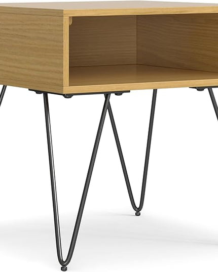 SIMPLIHOME Hunter End Table, 22 inch, Oak Veneer - LeafyLoom