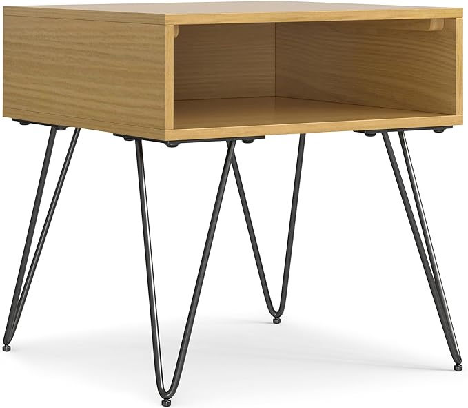 SIMPLIHOME Hunter End Table, 22 inch, Oak Veneer - LeafyLoom