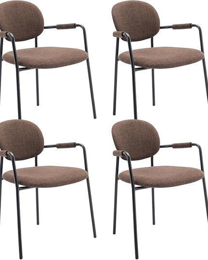 COLAMY Modern Dining Chairs Set of 4, Dining Armchairs Set of 4, Chair Set of 4 for Dining Table, Upholstered Fabric Dining Chairs with Back for Kitchen,Dining Room,Restaurant,Shop, Brown - LeafyLoom
