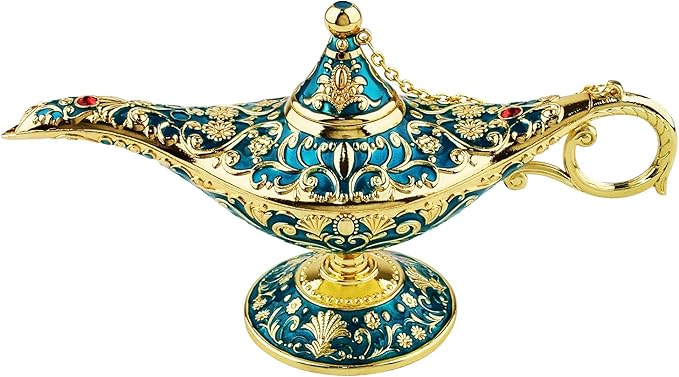 Vintage Legend Aladdin Lamp Magic Genie Wishing Light,Collectable Rare Classic Arabian Costume Props Lamp Tabletop Decor Crafts for Home/Wedding Decoration&Gift for Party/Halloween/Birthday - LeafyLoom