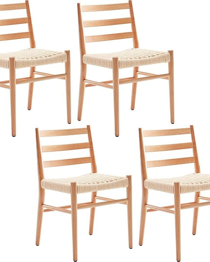 STARY Wood Rattan Dining Room Chairs Set of 2 with Comfortable Woven Seat, Fully assembled, Nature - Set of 4 - LeafyLoom