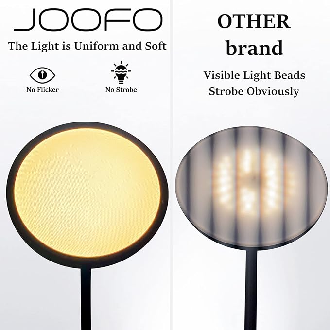 JOOFO Sky LED Floor Lamp,Folding Modern Torchiere Floor Lamp,Bright Dimmable Led Floor Lamp with Remote &Touch Control,5 Color Temperatures,Tall Standing Lamp for Living Room,Office,Bedroom,(Black) - LeafyLoom