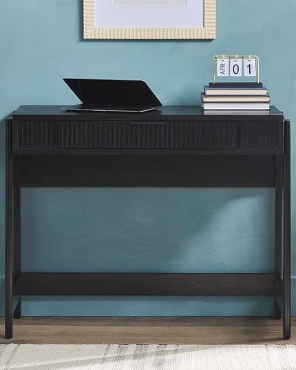 Walker Edison Office Writing and Computer Desk Spacious Desktop, Complementary in Living Spaces, 38 Inch, Reeded Lift-Top Black - LeafyLoom