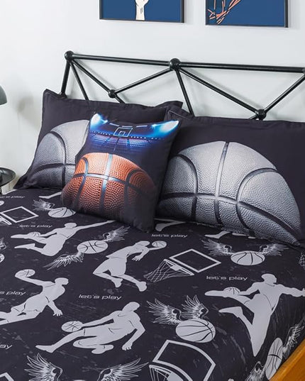 ADASMILE A & S Basketball Comforter Twin for Boys Basketball Bedding Twin for Kids Basketball Sports Comforter with Basketball Sheets 6 Pieces Bed in A Bag Comforter Twin for Boys Teens Sports Bed Set - LeafyLoom