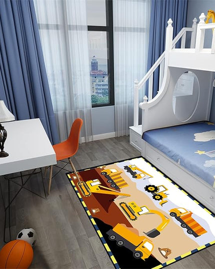 Construction Rugs for Boys Room Car Rug for Boys Room Car Rug Play Mat Kids Rugs for Playroom Car Play Mat Car Rugs for Kids Construction Decor for Boys Room 2'5''×4' - LeafyLoom