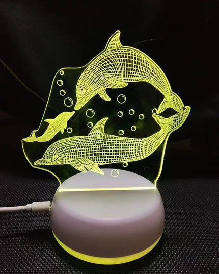 Dolphins LED Table Lamp USB Parent-Child Gifts Boy's Birthday - 7 Colors Changing Bedroom Decorative Night Light Parent's Gifts, Gifts for Families Friends - LeafyLoom