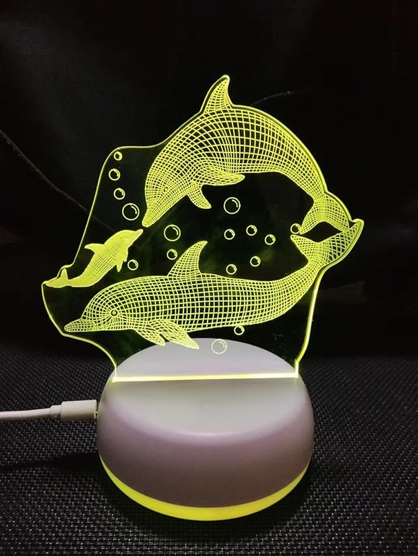 Dolphins LED Table Lamp USB Parent-Child Gifts Boy's Birthday - 7 Colors Changing Bedroom Decorative Night Light Parent's Gifts, Gifts for Families Friends - LeafyLoom
