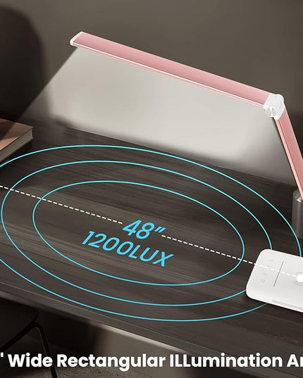 LED Desk Lamp with Night Light, Fast Wireless Charger, USB Charging Port, 10 Brightness, 5 Color Modes, Dimmable Bedside Table Lamp for Bedroom, Touch Control, Auto Timer, 1200Lux Super Bright - LeafyLoom