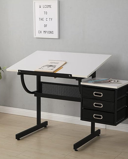 NicBex Laik-DW-00016-DX Desks, 45.67" W x 23.6" D x 29.5" H, White+Black - LeafyLoom