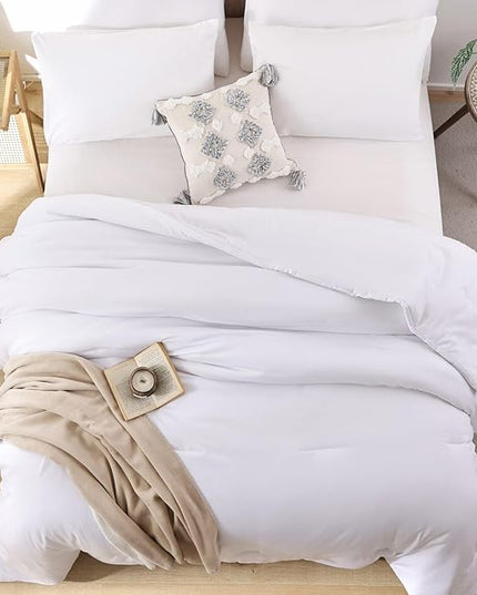 ROSGONIA Comforter Full Size for Girls Boys Teens White, 3pcs (1 Boho Comforter & 2 Pillowcases), Lightweight Dorm Bedding Soft All Season Bed Set - LeafyLoom