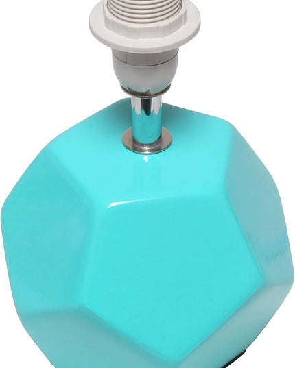 Simple Designs LT2065-BLU Round Prism Mini Table Lamp with Matching Fabric Shade Blue (Pack of 24) - LeafyLoom