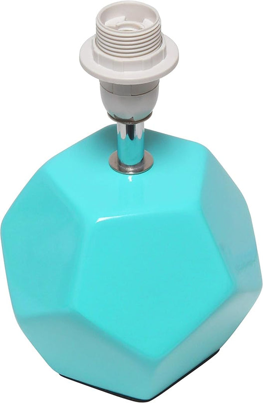 Simple Designs LT2065-BLU Round Prism Mini Table Lamp with Matching Fabric Shade, Blue - LeafyLoom