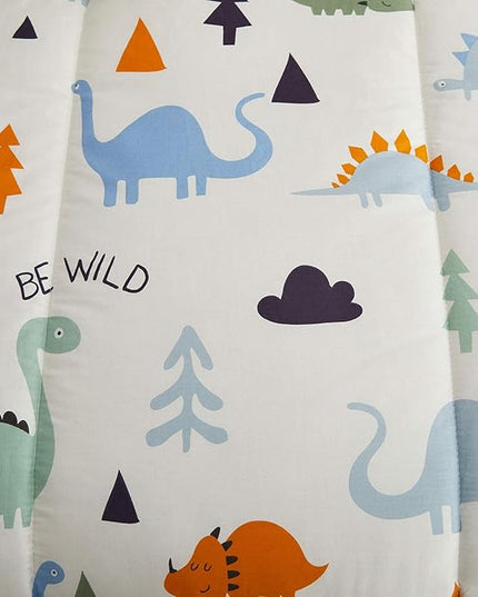 Joyreap 3pcs Cotton Comforter Set for Kids, Dinosaur Twin Size Cotton Bedding Comforter for Boys Girls, White n Orange Reversible Design, Soft n Cozy Comforter for All Season- 68x88 inches - LeafyLoom