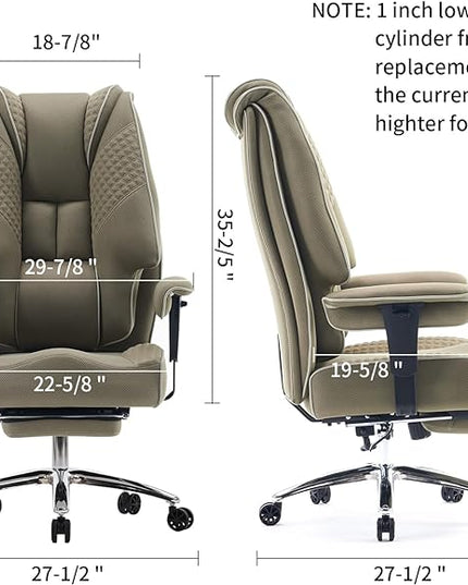 Big and Tall Office Chair 400lbs Wide Seat, Mesh High Back Executive Office Chair with Foot Rest, Ergonomic Office Chair Lumbar Support for Lower Back Pain Relief (Mesh Light Green) - LeafyLoom