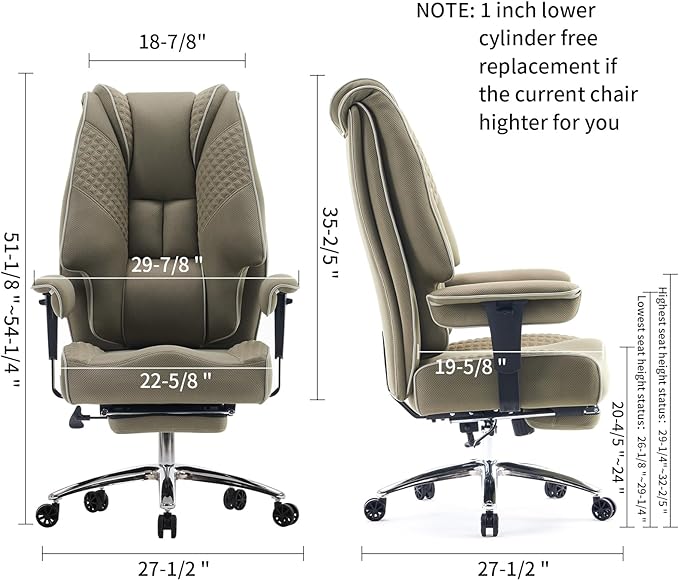 Big and Tall Office Chair 400lbs Wide Seat, Mesh High Back Executive Office Chair with Foot Rest, Ergonomic Office Chair Lumbar Support for Lower Back Pain Relief (Mesh Light Green) - LeafyLoom
