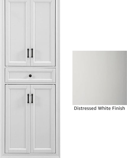 Crosley Tara 3-Piece Sideboard and Pantry Set with 2 Pantries, Distressed White - LeafyLoom