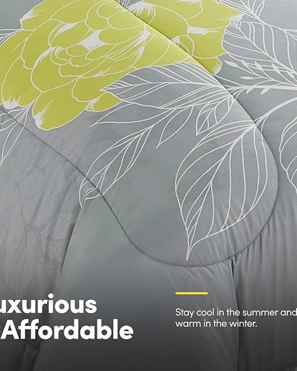 Sweet Home Collection 5 Piece Comforter Set Bag Solid Color All Season Soft Down Alternative Blanket & Luxurious Microfiber Bed Sheets, Florence, Twin - LeafyLoom