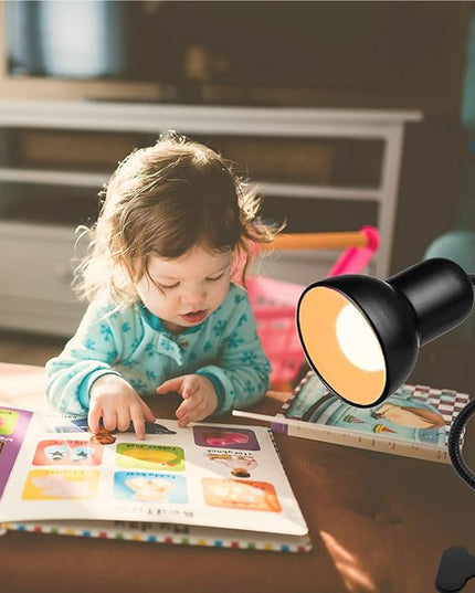 Desk lamp, 360°Rotation Clip on Lamp, Clip On Reading Light, Gooseneck Lamp-On Cable, Portable Clip on Light/Reading Book Light/Clamp Light, Eye-Caring Study clamp for Bedroom Office Home Lighting - LeafyLoom