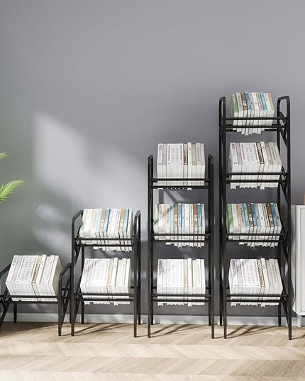 Bookshelf Storage Shelf Bookcase Freestanding Storage Stand Book Organizer for Living Room, Bedroom, Kitchen, Rust Resistance,Easy Assembly Multi-Functional Organizer (1 Tier, Black) - LeafyLoom