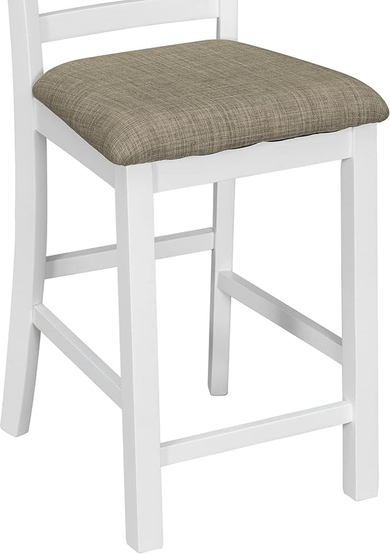 5-Piece Wooden Counter Height Dining Set, Multi-Functional Rubber Wood Table with Padded Chairs and Integrated 9 Bar Wine Compartment, Wineglass Holders for Home, Brown + White Wash - LeafyLoom