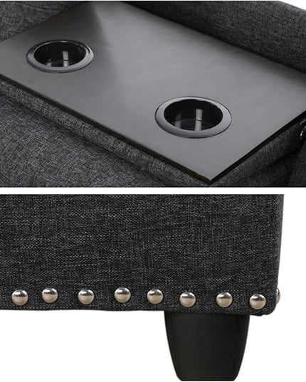 L Shaped Sofa with Ottoman Modern Sectional Living Room, Bedroom, Office, L Couch Nail-Head - LeafyLoom