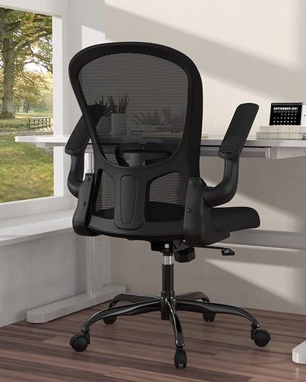 Ergonomic Office Chair, Comfort Swivel Home Office Task Chair, Breathable Mesh Desk Chair, Lumbar Support Computer Chair with Flip-up Arms and Adjustable Height - LeafyLoom
