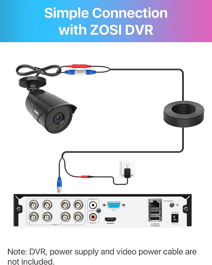 ZOSI 1080p HD-TVI Home Security Camera with Audio,Built-in Mic,Night Vision,1920TVL 2MP Outdoor CCTV Cam Only Compatible with ZOSI 3K Lite Analog DVR ZOSI