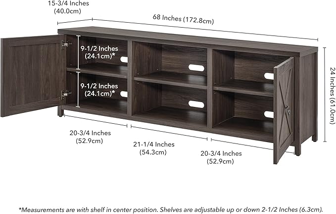 Henn&Hart Rectangular TV Stand for TV's up to 80" in Alder Brown, TV Stands for the Living Room - LeafyLoom