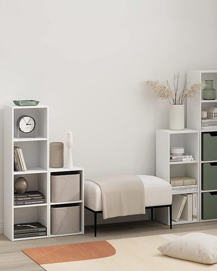 Furinno Luder Bookcase / Book / Storage, 2-Tier Cube, White - LeafyLoom