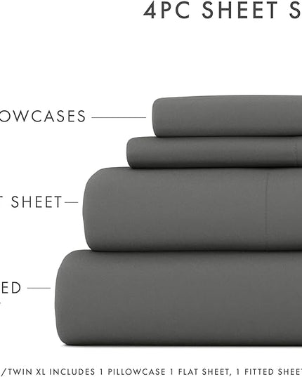 Linen Market Bed Sheets for Queen Size Bed (Gray) - Sleep Better Than Ever with These Soft and Cooling Queen Sheets - Deep Pocket Fits 16" Thick Beds - 4 Piece Queen Sheet Set - LeafyLoom
