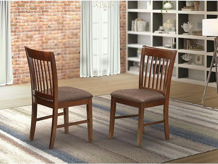 East West Furniture NFC-MAH-C Norfolk Dinette Chairs - Linen Fabric Upholstered Wooden Chairs, Set of 2, Mahogany - LeafyLoom