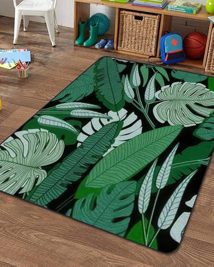 Soft Kids Play Area Rugs 3D Home Jungle Palm Leaf Seamless Ttropical Palm Leaves Design for Printing Plush Rugs Non Slip Shaggy Carpets for Kids' Bedroom Classroom Playroom Nursery Décor - LeafyLoom