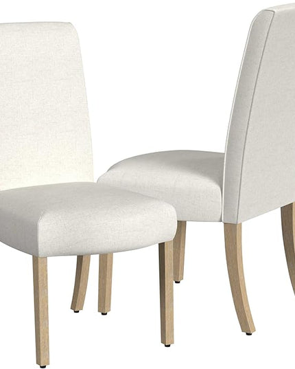 HomePop Classic Parsons Dining Chairs, Cream Textured Woven(Set of 2) - LeafyLoom