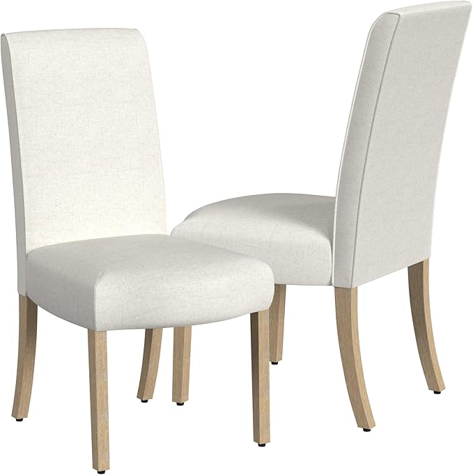 HomePop Classic Parsons Dining Chairs, Cream Textured Woven(Set of 2) - LeafyLoom