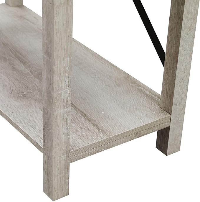 Walker Edison,4 shelves Andersen Urban Industrial Metal X Back Bookshelf, 64 Inch, White Oak - LeafyLoom