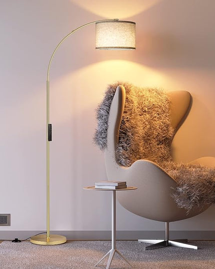 SUNMORY Arc Floor Lamp with Remote,Modern Floor Lamp with Stepless Dimmable Bulb,75″Height Tall Lamp for Living Room with Hanging Drum Shade and Weighted Base.Mid Century Standing Lamp for Bedroom. - LeafyLoom