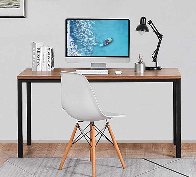 Large Table 35x70 Inches Computer Desk/Dining Table, Office Desk Sturdy Writing Workstation for Home Office Modern Simple Sturdy Laptop Study Table- Walnut - LeafyLoom