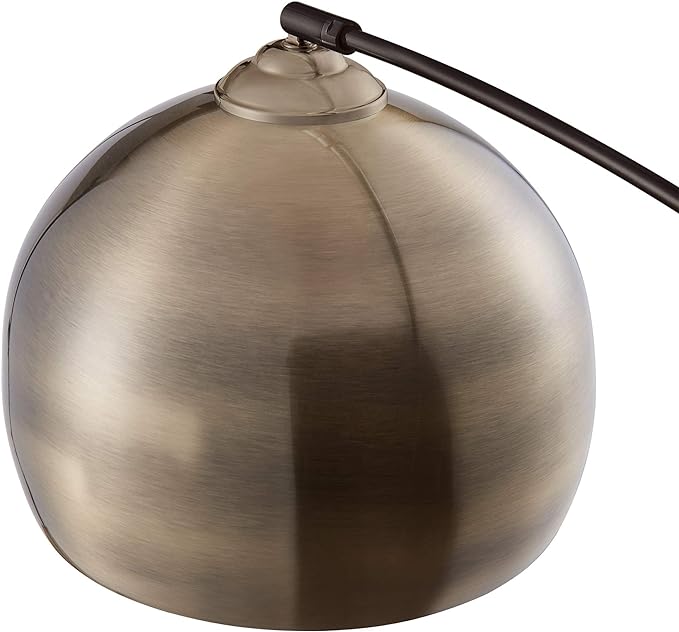Teamson Home Arquer 68.1" Arc Floor Lamp for Living Rooms, Home Offices, Dining Rooms, Bedrooms with Faux Black Marble Base and Antique Brass Bell Shade - LeafyLoom