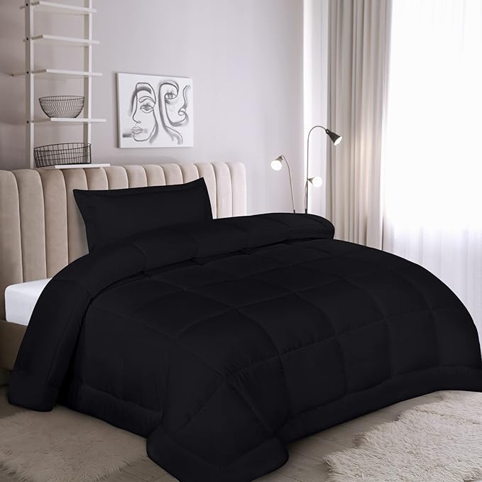 Utopia Bedding Twin Comforter Set Kids with 1 Pillow Sham, Bedding Comforter Sets, Down Alternative Black Comforter, Soft and Comfortable, Machine Washable - LeafyLoom