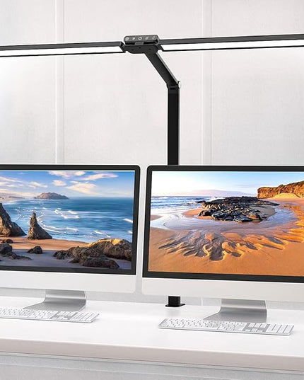 Hapfish LED Desk Lamp for Home Office, 24W Brightest 31Inch Monitor Light Bar, 5 Color Modes and Dimmable, Eye Protection Modern Clamp Table Lamps for Study Monitor Office - LeafyLoom