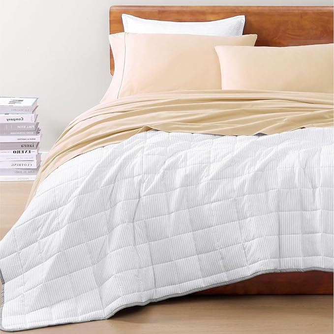 LANE LINEN Twin Size Bed Sheets, 100% Organic Cotton Twin Sheet Set, 3Pc Sheets for Twin Bed, Soft Cooling Twin Bed Sheets Boys, Hotel Style Sheets & Pillowcases Set, Deep Pocket Sheets - Linen - LeafyLoom