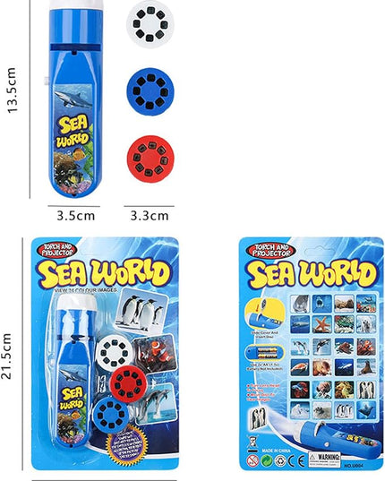 Georgie Porgy Children Projector Toys Educational Science Set Wall Ceiling Tent Torch Flashlight for Kids Gifts for Boys Girls with 2pcs Tattoo Stickers (Wild Animal + Sea World) - LeafyLoom